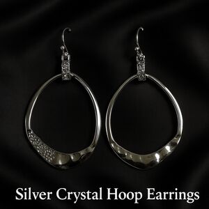 Robert Rose Silver tone Hoop Crystal Drop Earrings - Women's Fashion Jewelry